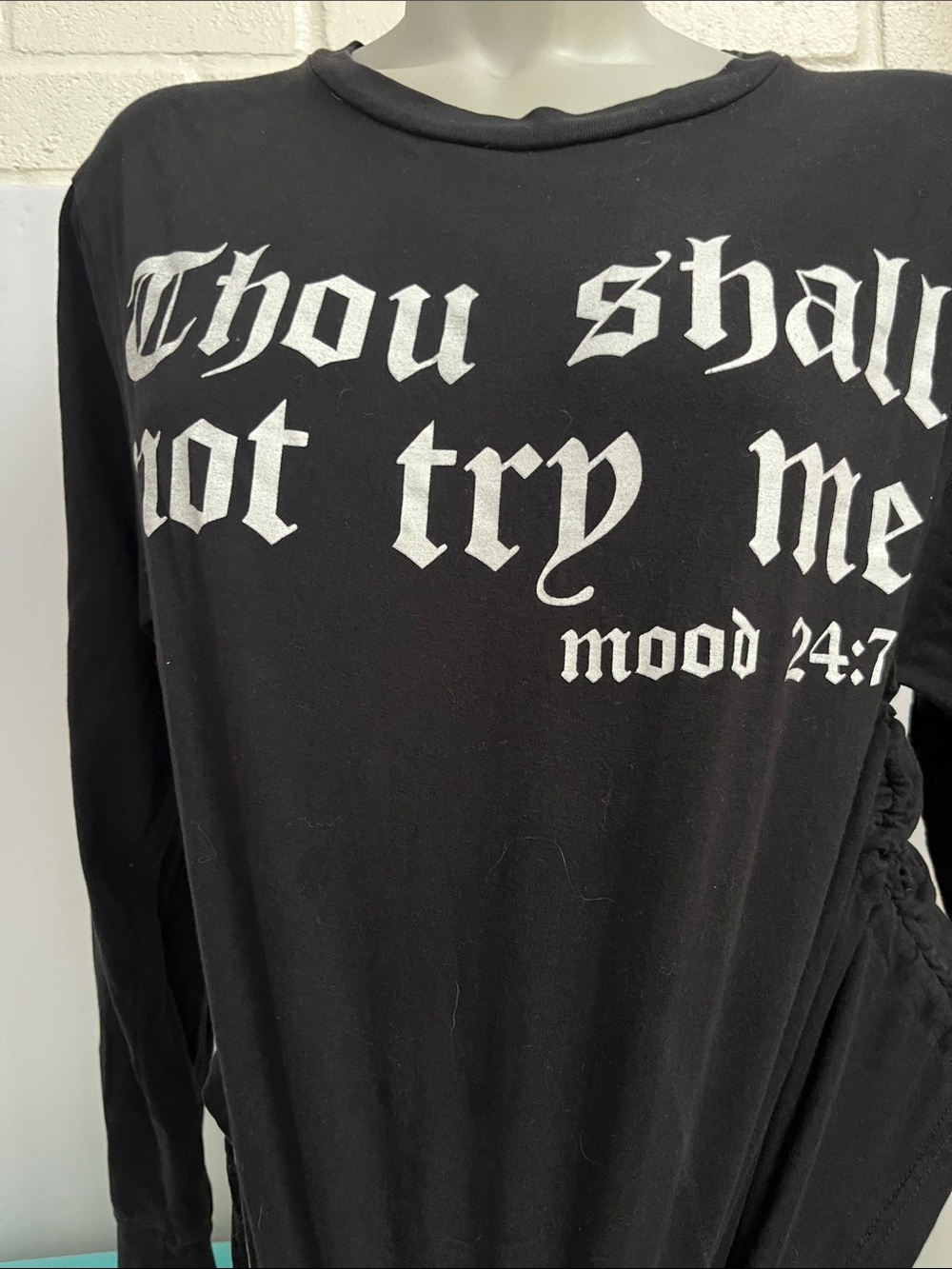 Thou shall not try me graphic adorable LS tee 100 cotton